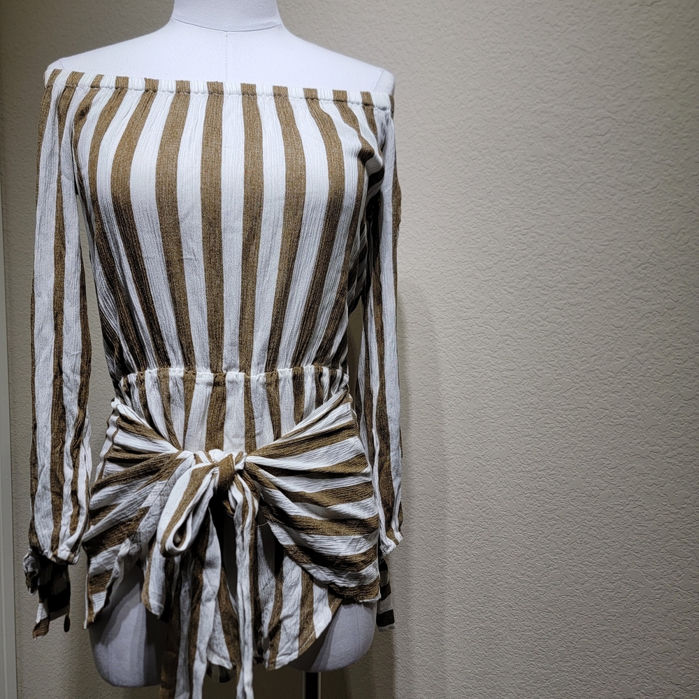 Striped Off-Shoulder Jumpsuit